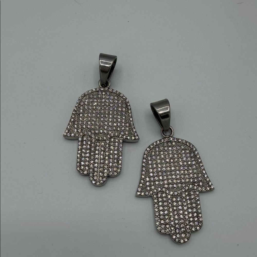 Silver Hamsa Hand Pendant (Set 2)